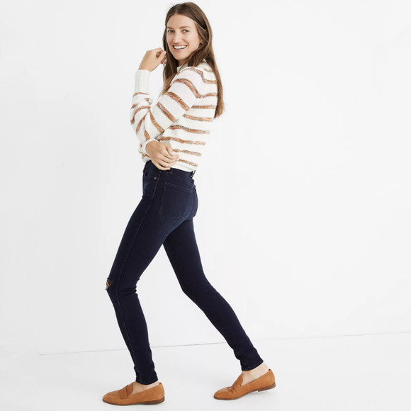 Madewell 10 High Rise Skinny Jeans Macalester Wash Knee Rip Edition Size 29 - Picture 4 of 12